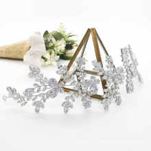 Tiara de cristal coroa personalizada joias com folha de prata cocar Lady Crown
